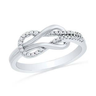 10kt White Gold Round Diamond Double Lasso Infinity: 10kt White Gold Round Diamond Double Lasso Infinity Ring 1/6 Cttw Manufacturer Model: JSC-101527 Description 10kt White Gold Womens Round Diamond Double Lasso Infinity Ring 1/6 Cttw Gemstone