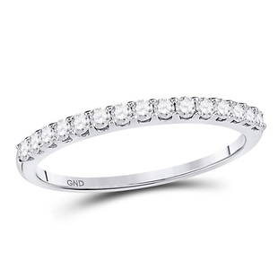 14kt White Gold Round Pave-set Diamond Single Row: 14kt White Gold Round Pave-set Diamond Single Row Wedding Band 1/4 Cttw Manufacturer Model: JSC-92243 Description 14kt White Gold Womens Round Pave-set Diamond Single Row Wedding Band 1/4 Cttw