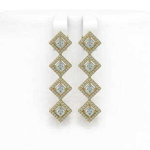 4.7 ctw Princess Diamond Earrings 18K Yellow Gold: 4.7 ctw Princess Diamond Earrings 18K Yellow Gold Designer Brand Luxury Jewelry, made in the USA Suggested Retail Price: $25,950 Factory offers perfect factory sizing, for all rings & custom