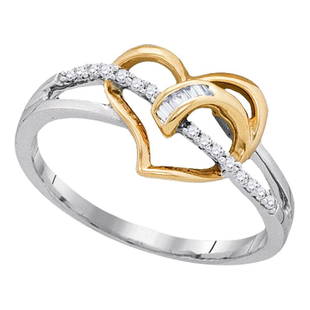 10kt White Two-tone Gold Round Diamond Yellow Heart: 10kt White Two-tone Gold Round Diamond Yellow Heart Ring 1/10 Cttw Manufacturer Model: JSC-90957 Description 10kt White Two-tone Gold Womens Round Diamond Yellow Heart Ring 1/10 Cttw Gemstone