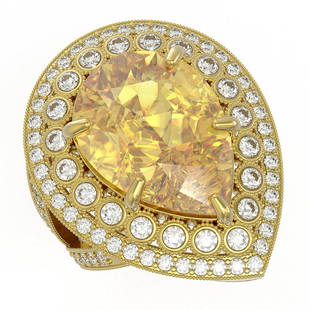 17.38 ctw Canary Citrine & Diamond Ring 14K Yellow Gold: 17.38 ctw Canary Citrine & Diamond Ring 14K Yellow Gold Designer Brand Luxury Jewelry, made in the USA Suggested Retail Price: $12,400 Factory offers perfect factory sizing, for all rings &