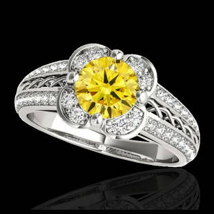 2.05 ctw SI/I Fancy Intense Yellow Diamond Ring 10K: 2.05 ctw SI/I Fancy Intense Yellow Diamond Ring 10K White Gold Designer Brand Luxury Jewelry, made in the USA Suggested Retail Price: $19,800 Factory offers perfect factory sizing, for all