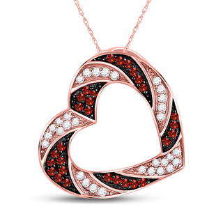 10kt Rose Gold Round Red Color Enhanced Diamond: 10kt Rose Gold Round Red Color Enhanced Diamond Alternating Stripe Heart Outline Pendant 1/2 Cttw Manufacturer Model: JSC-104308 Description 10kt Rose Gold Womens Round Red Color Enhanced Diamond