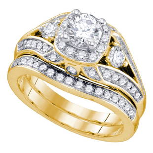 14kt Yellow Gold Round Diamond Bridal Wedding: 14kt Yellow Gold Round Diamond Bridal Wedding Engagement Ring Band Set 1-1/2 Cttw Manufacturer Model: JSC-75422 Description 14kt Yellow Gold Womens Round Diamond Bridal Wedding Engagement Ring