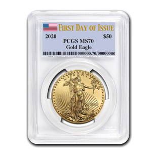 2020 1 oz Gold American Eagle MS-70 PCGS (First Day of: 1 pc. 2020 1 oz Gold American Eagle MS-70 PCGS (First Day of Issue)