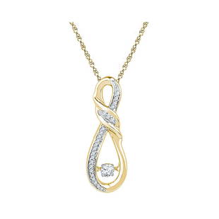 10kt Yellow Gold Round Diamond Moving Twinkle Solitaire: 10kt Yellow Gold Round Diamond Moving Twinkle Solitaire Infinity Pendant 1/6 Cttw Manufacturer Model: JSC-108610 Description 10kt Yellow Gold Womens Round Diamond Moving Twinkle Solitaire