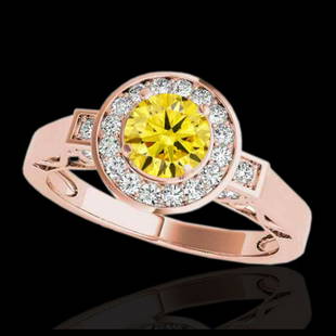 1.50 ctw SI/I Fancy Intense Yellow Diamond Ring 10K: 1.50 ctw SI/I Fancy Intense Yellow Diamond Ring 10K Rose Gold Designer Brand Luxury Jewelry, made in the USA Suggested Retail Price: $18,000 Factory offers perfect factory sizing, for all rings