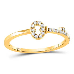 10kt Yellow Gold Round Diamond Key Stackable Band Ring: 10kt Yellow Gold Round Diamond Key Stackable Band Ring 1/8 Cttw Manufacturer Model: JSC-127715 Description 10kt Yellow Gold Womens Round Diamond Key Stackable Band Ring 1/8 Cttw Gemstone