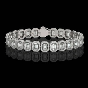 17.28 ctw Emerald Diamond Bracelet 18K White Gold: 17.28 ctw Emerald Diamond Bracelet 18K White Gold Designer Brand Luxury Jewelry, made in the USA Suggested Retail Price: $157,600 Factory offers perfect factory sizing, for all rings & custom