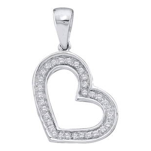 14kt White Gold Round Diamond Heart Pendant 1/10 Cttw: 14kt White Gold Round Diamond Heart Pendant 1/10 Cttw Manufacturer Model: JSC-41543 Description 14kt White Gold Womens Round Diamond Heart Pendant 1/10 Cttw Gemstone Details1/10 Carats total