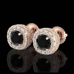 1.69 ctw Fancy Black Diamond Art Deco Stud Earrings 18K: 1.69 ctw Fancy Black Diamond Art Deco Stud Earrings 18K Rose Gold Designer Brand Luxury Jewelry, made in the USA Suggested Retail Price: $7,350 Factory offers perfect factory sizing, for all