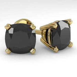 12 ctw Cushion Black Diamond Stud Earrings 18K Yellow: 12 ctw Cushion Black Diamond Stud Earrings 18K Yellow Gold Designer Brand Luxury Jewelry, made in the USA Suggested Retail Price: $11,900 Factory offers perfect factory sizing, for all rings &