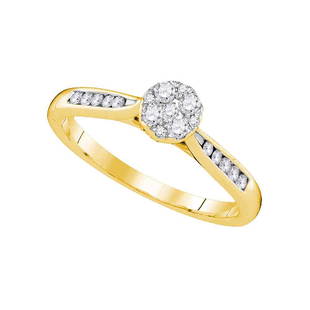 14kt Yellow Gold Round Diamond Cluster Bridal Wedding: 14kt Yellow Gold Round Diamond Cluster Bridal Wedding Engagement Ring 1/4 Cttw Manufacturer Model: JSC-107426 Description 14kt Yellow Gold Womens Round Diamond Cluster Bridal Wedding Engagement