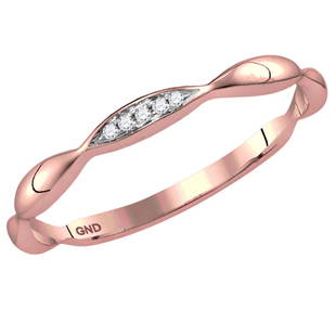 14kt Rose Gold Round Diamond Contoured Stackable Band: 14kt Rose Gold Round Diamond Contoured Stackable Band Ring .02 Cttw Manufacturer Model: JSC-118685 Description 14kt Rose Gold Womens Round Diamond Contoured Stackable Band Ring .02 Cttw Gemstone