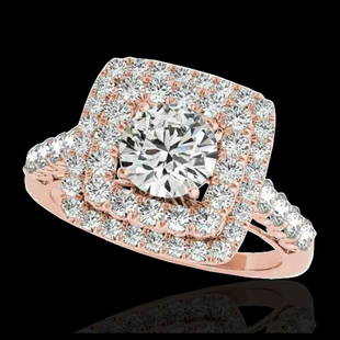 2.05 ctw H-SI/I Diamond Solitaire Halo Ring 10K Rose: 2.05 ctw H-SI/I Diamond Solitaire Halo Ring 10K Rose Gold Designer Brand Luxury Jewelry, made in the USA Suggested Retail Price: $13,650 Factory offers perfect factory sizing, for all rings &