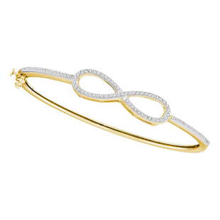 10kt Yellow Gold Round Diamond Infinity Love Bangle: 10kt Yellow Gold Round Diamond Infinity Love Bangle Bracelet 1/3 Cttw Manufacturer Model: JSC-108474 Description 10kt Yellow Gold Womens Round Diamond Infinity Love Bangle Bracelet 1/3 Cttw