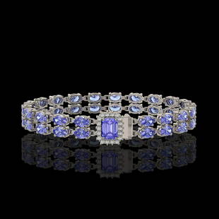16.08 ctw Tanzanite & Diamond Bracelet 14K White Gold: 16.08 ctw Tanzanite & Diamond Bracelet 14K White Gold Designer Brand Luxury Jewelry, made in the USA Suggested Retail Price: $11,750 Factory offers perfect factory sizing, for all rings &