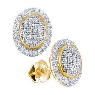 10kt Yellow Gold Round Diamond Oval Frame Cluster: 10kt Yellow Gold Round Diamond Oval Frame Cluster Earrings 1/4 Cttw Manufacturer Model: JSC-52962 Description 10kt Yellow Gold Womens Round Diamond Oval Frame Cluster Earrings 1/4 Cttw Gemstone