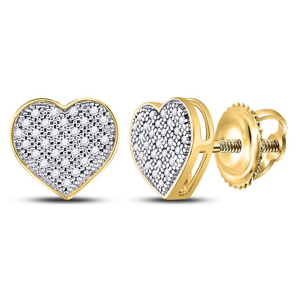 10kt Yellow Gold Round Diamond Heart Cluster Screwback: 10kt Yellow Gold Round Diamond Heart Cluster Screwback Earrings 1/6 Cttw Manufacturer Model: JSC-50205 Description 10kt Yellow Gold Womens Round
