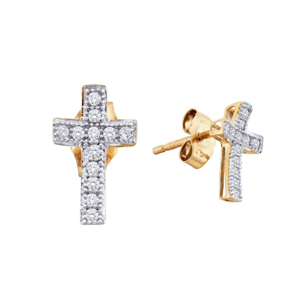 10kt Yellow Gold Round Diamond Cross Earrings 1/10 Cttw: 10kt Yellow Gold Round Diamond Cross Earrings 1/10 Cttw Manufacturer Model: JSC-50139 Description 10kt Yellow Gold Womens Round Diamond Cross Ea