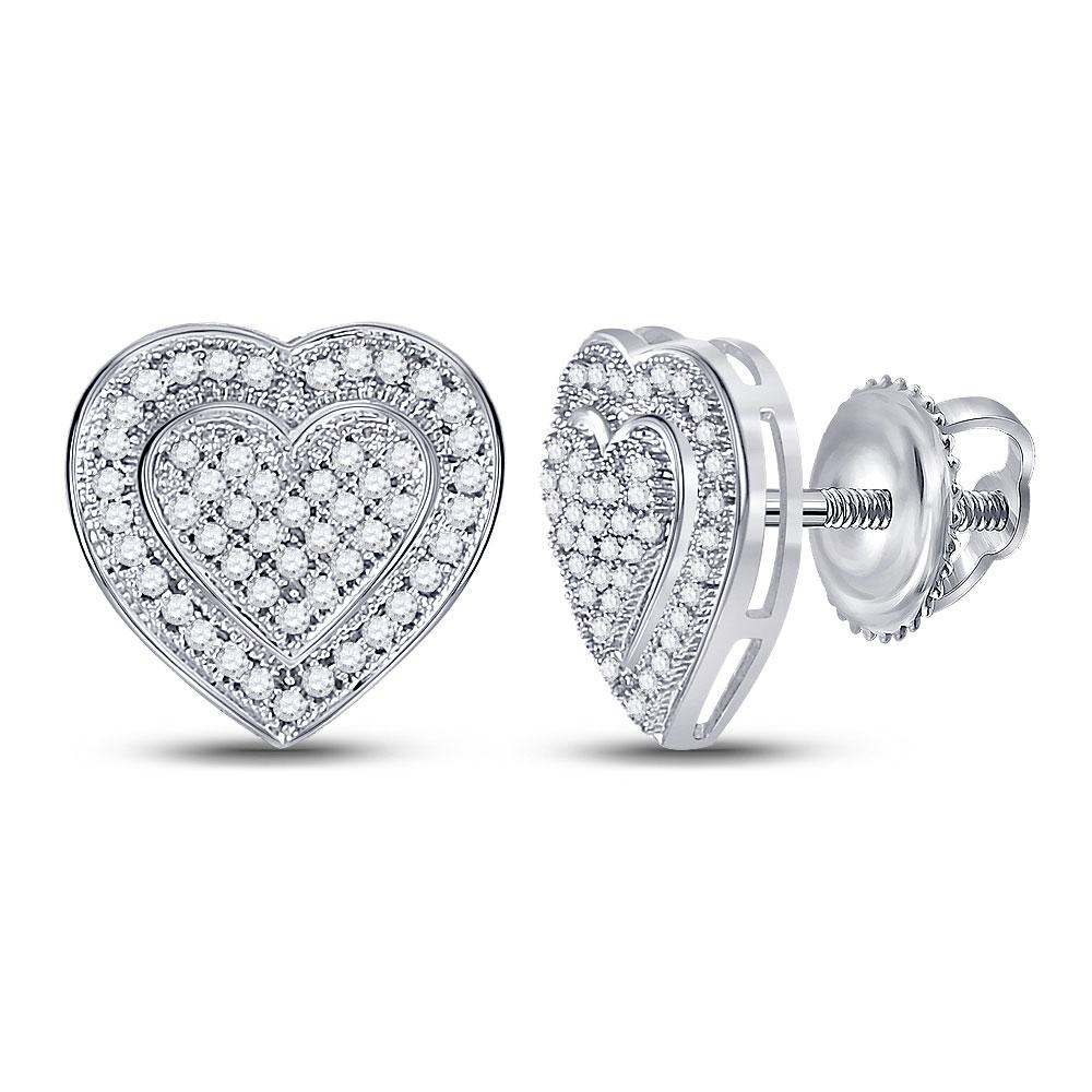 10kt White Gold Round Diamond Heart Cluster Screwback: 10kt White Gold Round Diamond Heart Cluster Screwback Earrings 1/4 Cttw Manufacturer Model: JSC-49956 Description 10kt White Gold Womens Round D