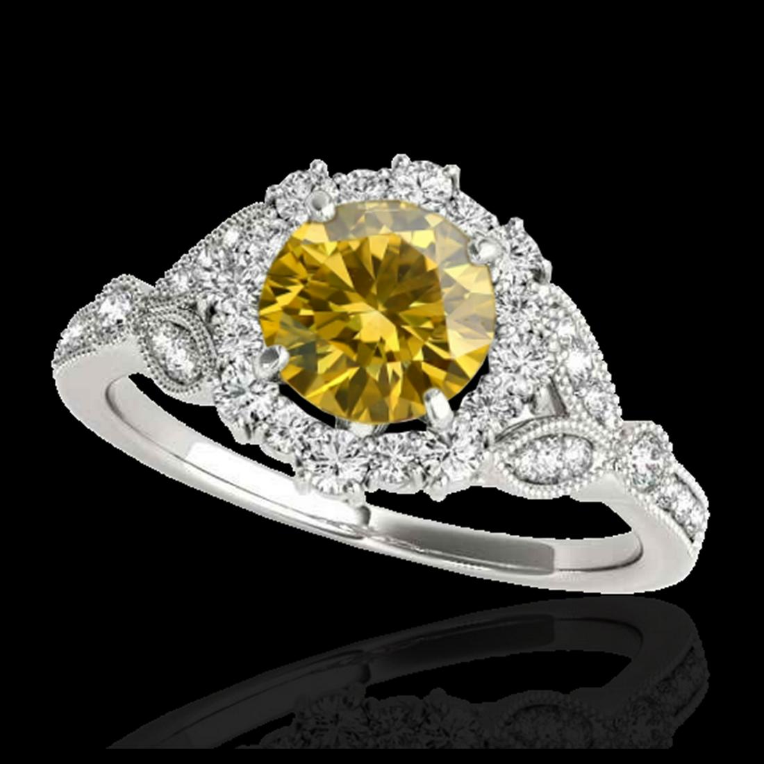 1.50 ctw SI/I Fancy Intense Yellow Diamond Ring 10K: 1.50 ctw SI/I Fancy Intense Yellow Diamond Ring 10K White Gold Designer Brand Luxury Jewelry, made in the USA Suggested Retail Price: $11,500 Factory offers perfect factory sizing, for all rings & cus