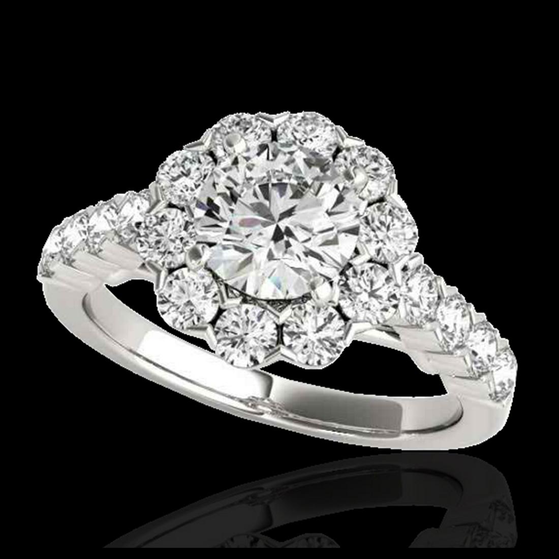 2.35 ctw H-SI/I Diamond Solitaire Halo Ring 10K White: 2.35 ctw H-SI/I Diamond Solitaire Halo Ring 10K White Gold Designer Brand Luxury Jewelry, made in the USA Suggested Retail Price: $20,350 Factory offers perfect factory sizing, for all rings & custom 