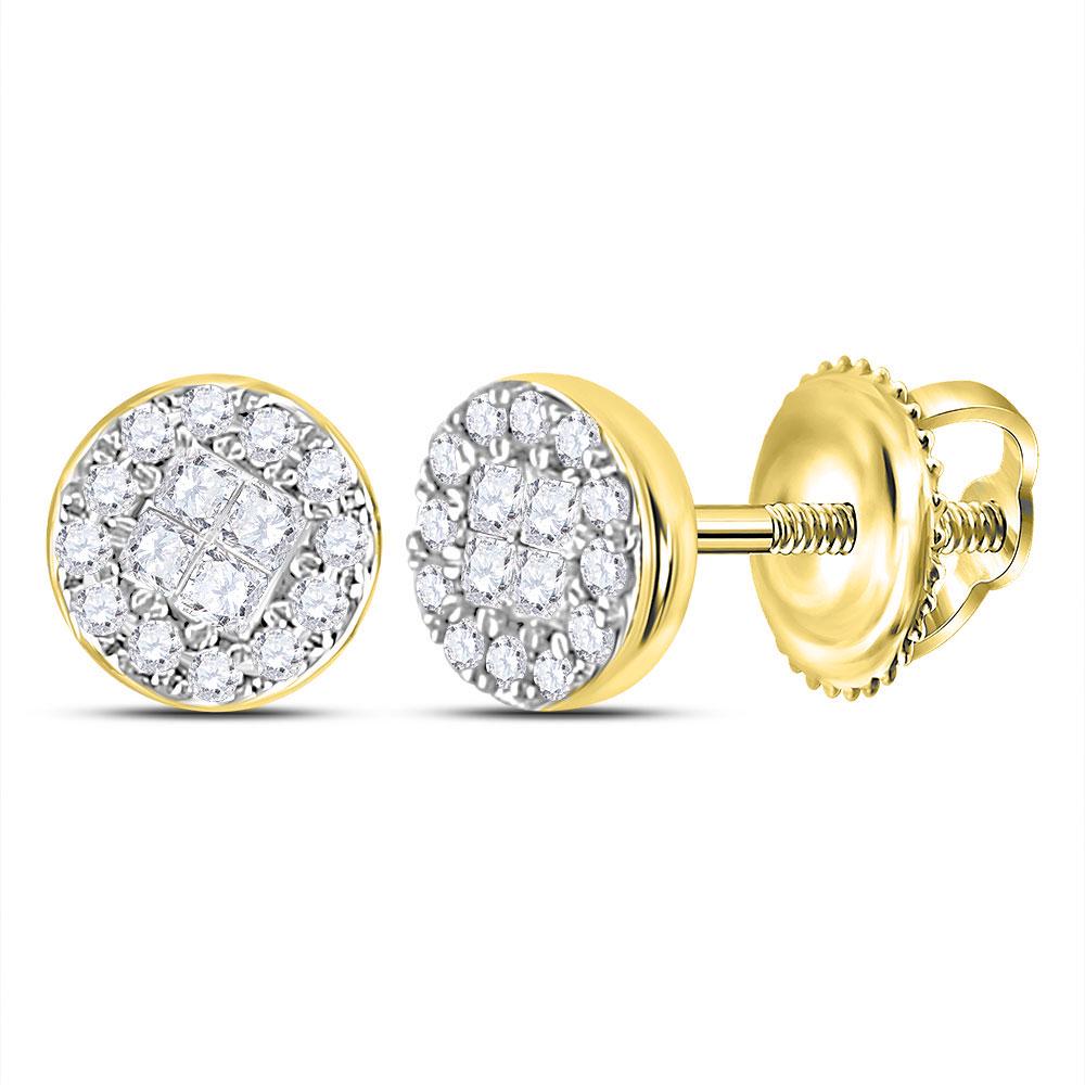 14kt Yellow Gold Princess Round Diamond Cluster: 14kt Yellow Gold Princess Round Diamond Cluster Earrings 1/6 Cttw Manufacturer Model: JSC-112169 Description 14kt Yellow Gold Womens Princess Ro