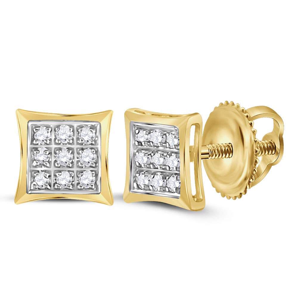 10kt Yellow Gold Round Diamond Square Kite Cluster Stud: 10kt Yellow Gold Round Diamond Square Kite Cluster Stud Earrings 1/20 Cttw Manufacturer Model: JSC-54283 Description 10kt Yellow Gold Womens Rou