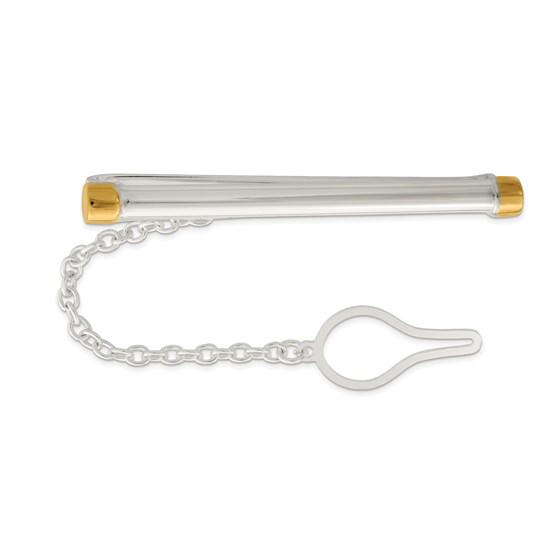 Sterling Silver Two-Tone Tie Bar: One piece Sterling Silver Two-Tone Tie Bar SKU: RB183282