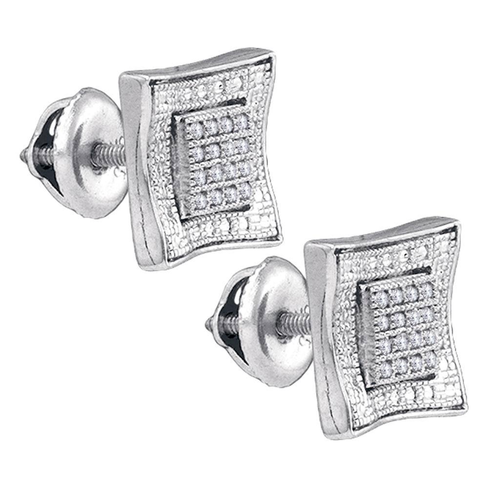 Sterling Silver Mens Round Diamond Square Kite Cluster: SKU: RB83191 ---- Sterling Silver Mens Round Diamond Square Kite Cluster Stud Earrings 1/10 Cttw Manufacturer Model: JSC-83191 Description Sterling