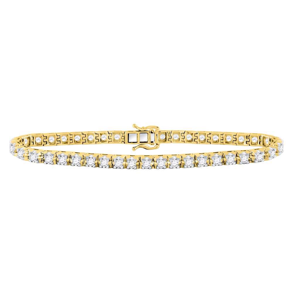 10kt Yellow Gold Womens Round Diamond Studded Tennis: 10kt Yellow Gold Womens Round Diamond Studded Tennis Bracelet 6-3/4 Cttw Manufacturer's Suggested Retail Price: $23230.00 Manufacturer Model: GND-120942 Description <