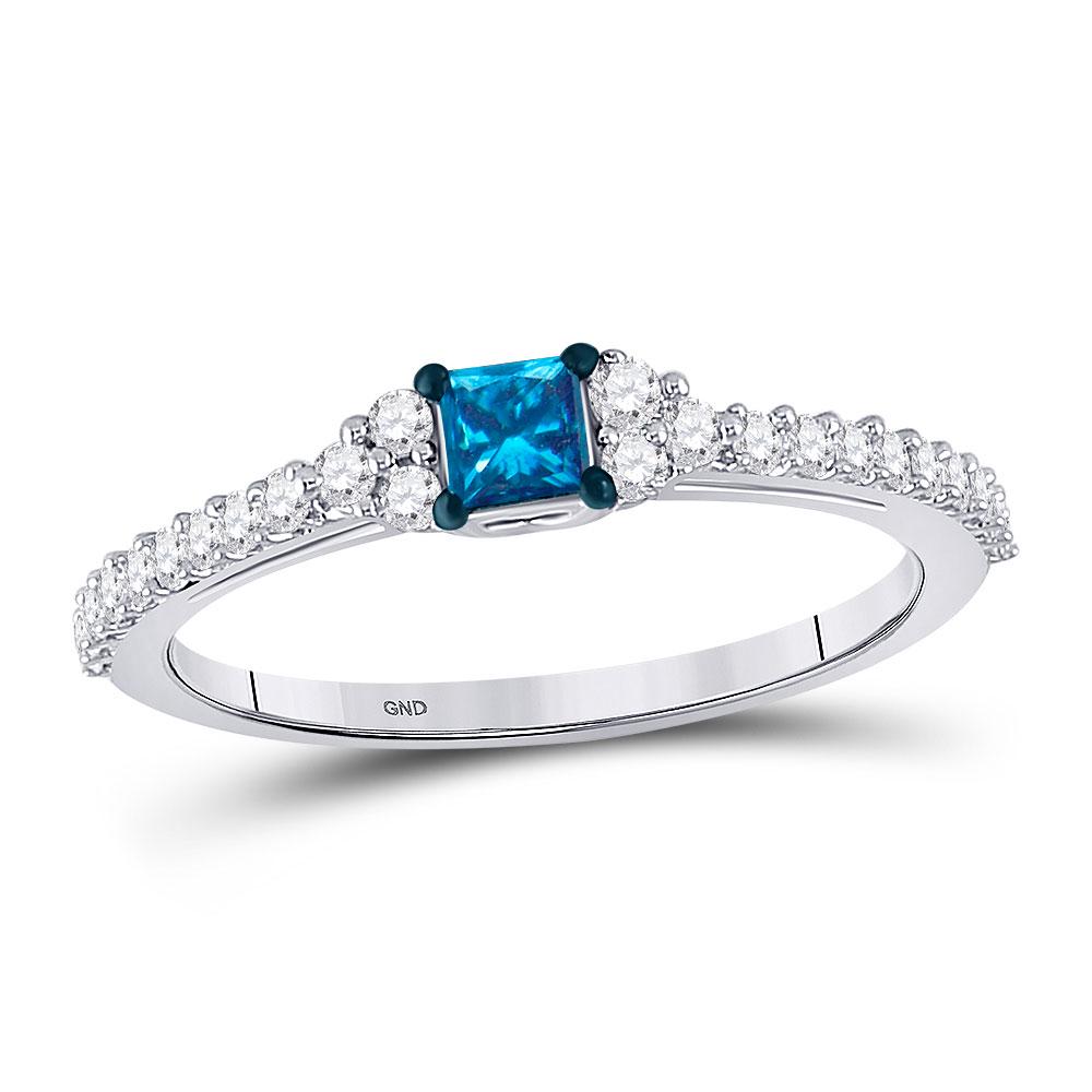 10kt White Gold Womens Princess Blue Color Enhanced: 10kt White Gold Womens Princess Blue Color Enhanced Diamond Bridal Wedding Engagement Ring 1/2 Cttw Manufacturer's Suggested Retail Price: $1180.00 Manufacturer Model: GND-83999 Desc