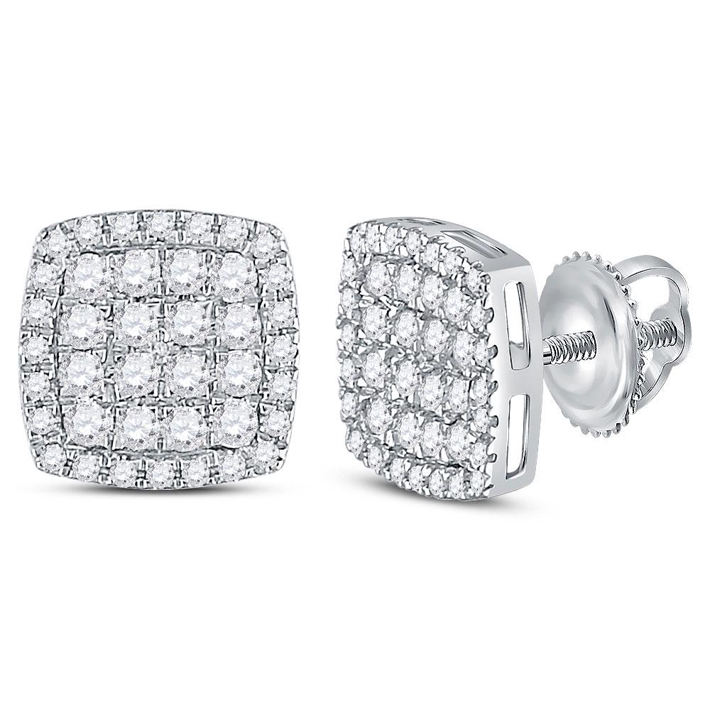 14kt White Gold Womens Round Diamond Square Cluster: 14kt White Gold Womens Round Diamond Square Cluster Earrings 3/4 Cttw Manufacturer's Suggested Retail Price: $2350.00 Manufacturer Model: GND-119214 Description