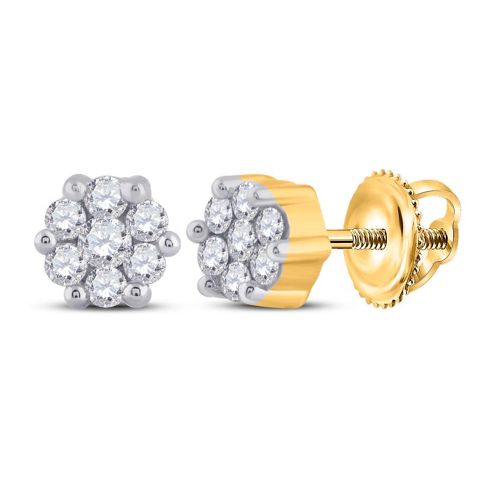 10kt Yellow Gold Womens Round Diamond Flower Cluster: 10kt Yellow Gold Womens Round Diamond Flower Cluster Earrings 1/6 Cttw Manufacturer's Suggested Retail Price: $760.00 Manufacturer Model: GND-45819 Description