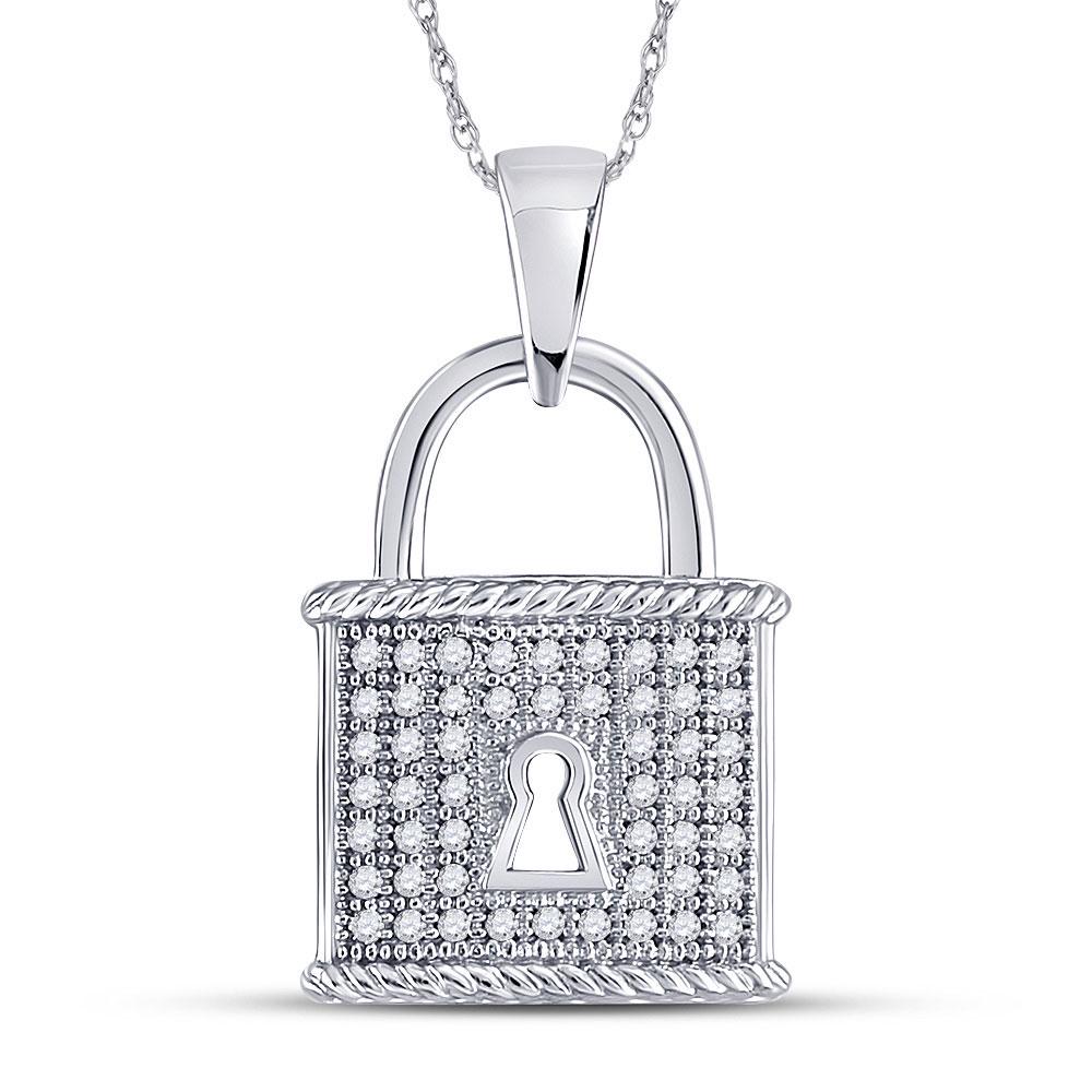 10kt White Gold Womens Round Diamond Key Lock Dangle: 10kt White Gold Womens Round Diamond Key Lock Dangle Pendant 1/8 Cttw Manufacturer's Suggested Retail Price: $590.00 Manufacturer Model: GND-64797 Description