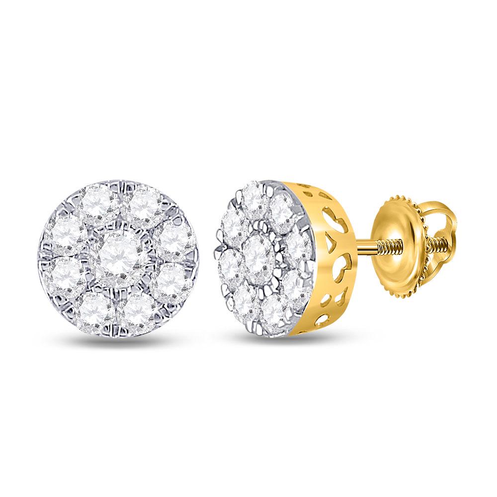 14kt Yellow Gold Womens Round Diamond Flower Cluster: 14kt Yellow Gold Womens Round Diamond Flower Cluster Earrings 3/4 Cttw Manufacturer's Suggested Retail Price: $2350.00 Manufacturer Model: GND-149333 Description