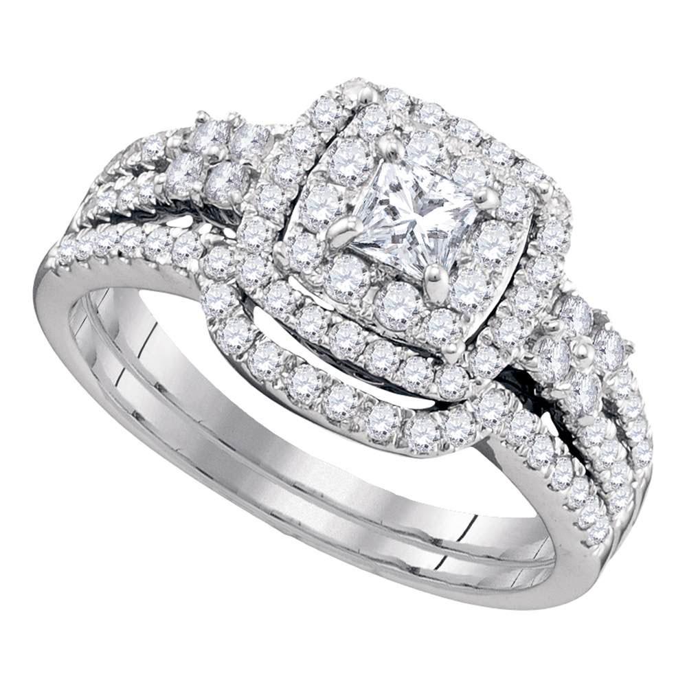 14kt White Gold Womens Princess Diamond Halo Bridal: 14kt White Gold Womens Princess Diamond Halo Bridal Wedding Engagement Ring Band Set 1 Cttw Manufacturer's Suggested Retail Price: $4880.00 Manufacturer Model: GND-89778 Description<