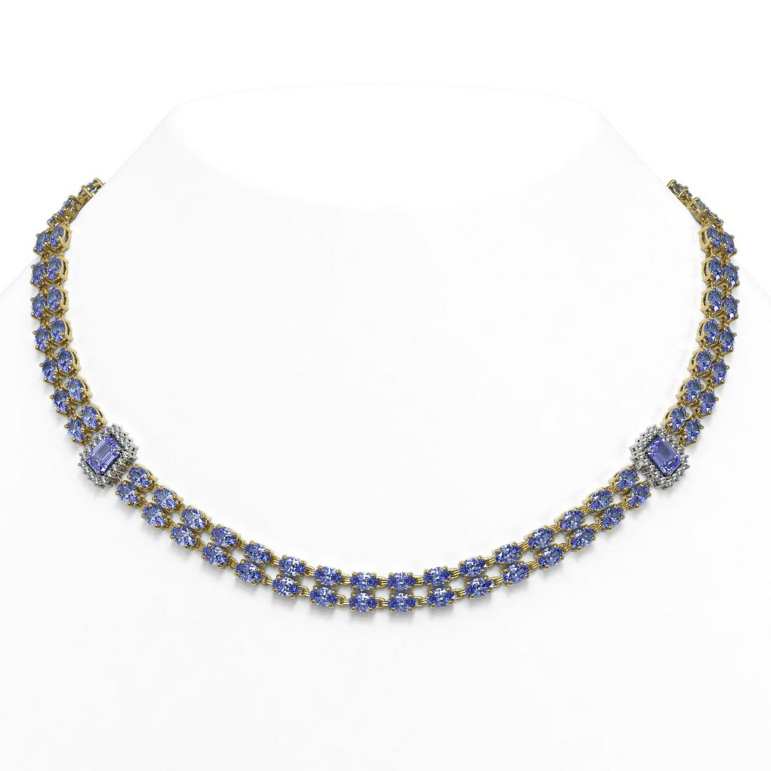 35.32 ctw Tanzanite & Diamond Necklace 14K Yellow Gold: SKU: 44977 ---- 35.32 ctw Tanzanite & Diamond Necklace 14K Yellow Gold Designer Brand Luxury Jewelry, made in the USA Suggested Retail Price: $29,000 Factory offers perfect factory sizing, for all rin
