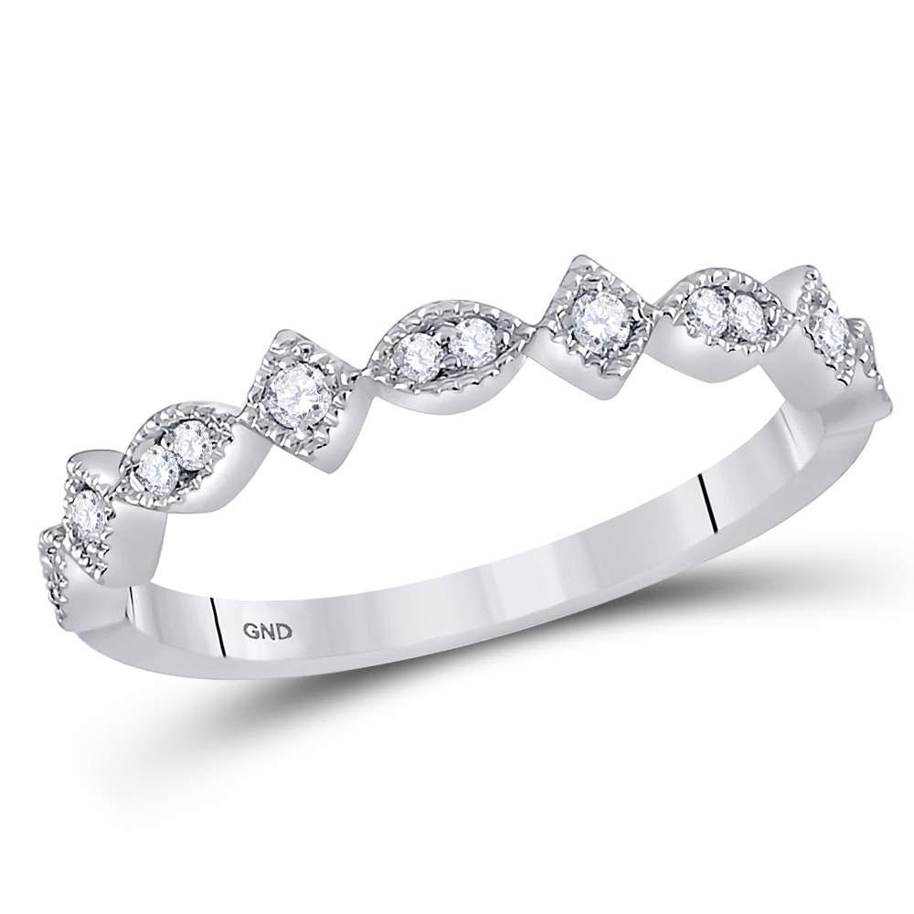 14kt White Gold Womens Round Diamond Geometric: 14kt White Gold Womens Round Diamond Geometric Stackable Band Ring 1/10 Cttw Manufacturer's Suggested Retail Price: $880.00 Manufacturer Model: GND-118555 Description