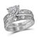 14kt White Gold His & Hers Round Diamond Heart Matching - 2
