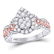 14kt Two-tone Gold Womens Diamond Teardrop Cluster