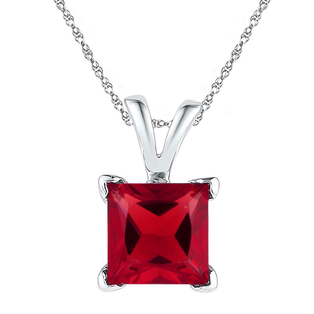 Sterling Silver Womens Princess Lab-Created Ruby: Sterling Silver Womens Princess Lab-Created Ruby Solitaire Pendant 1-1/3 Cttw Manufacturer's Suggested Retail Price: $120.00 Manufacturer Model: GND-106748 Description <