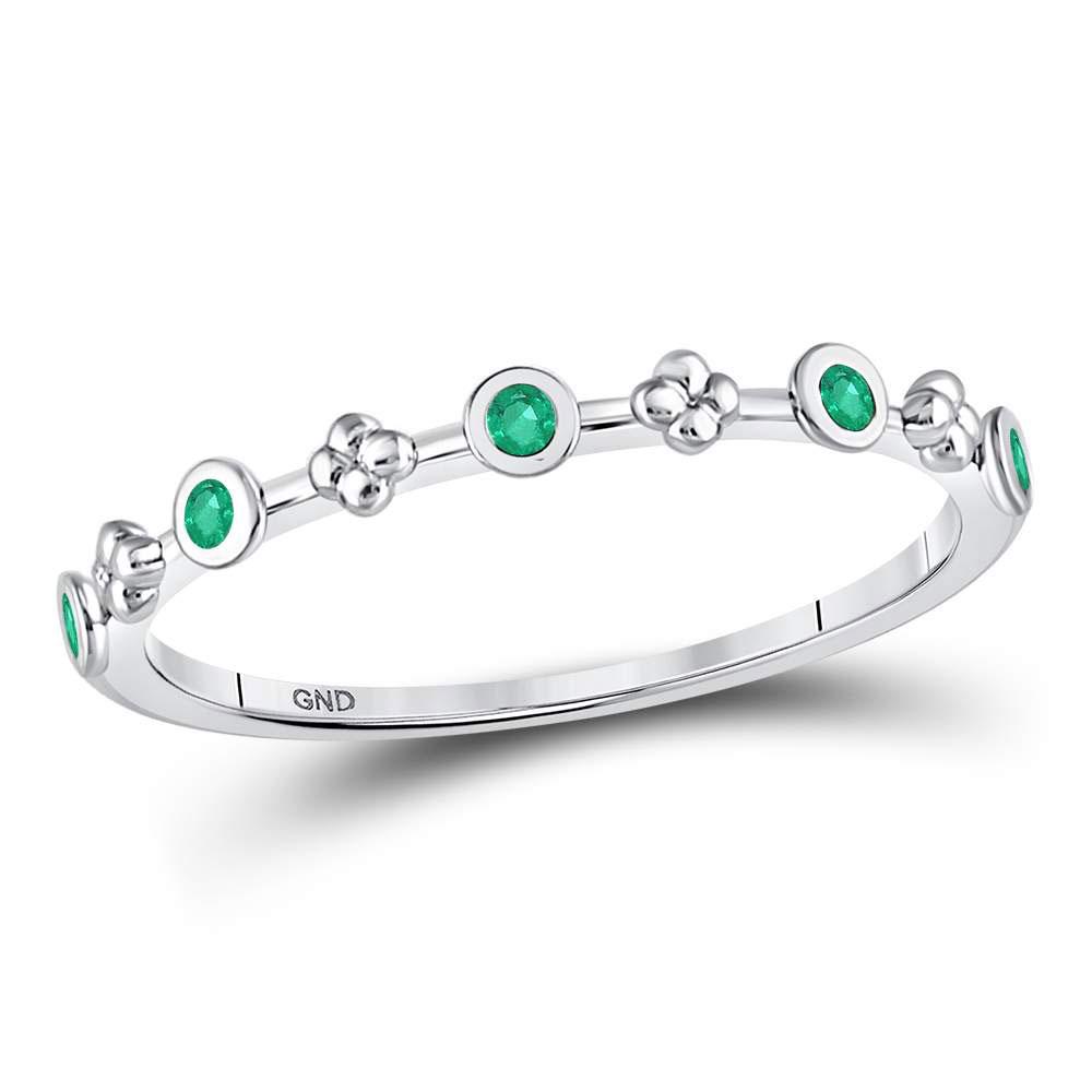 10kt White Gold Womens Round Emerald Dot Flower: 10kt White Gold Womens Round Emerald Dot Flower Stackable Band Ring 1/12 Cttw Manufacturer's Suggested Retail Price: $350.00 Manufacturer Model: GND-128009 Description <
