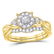 10kt Yellow Gold Womens Round Diamond Halo Twist Bridal