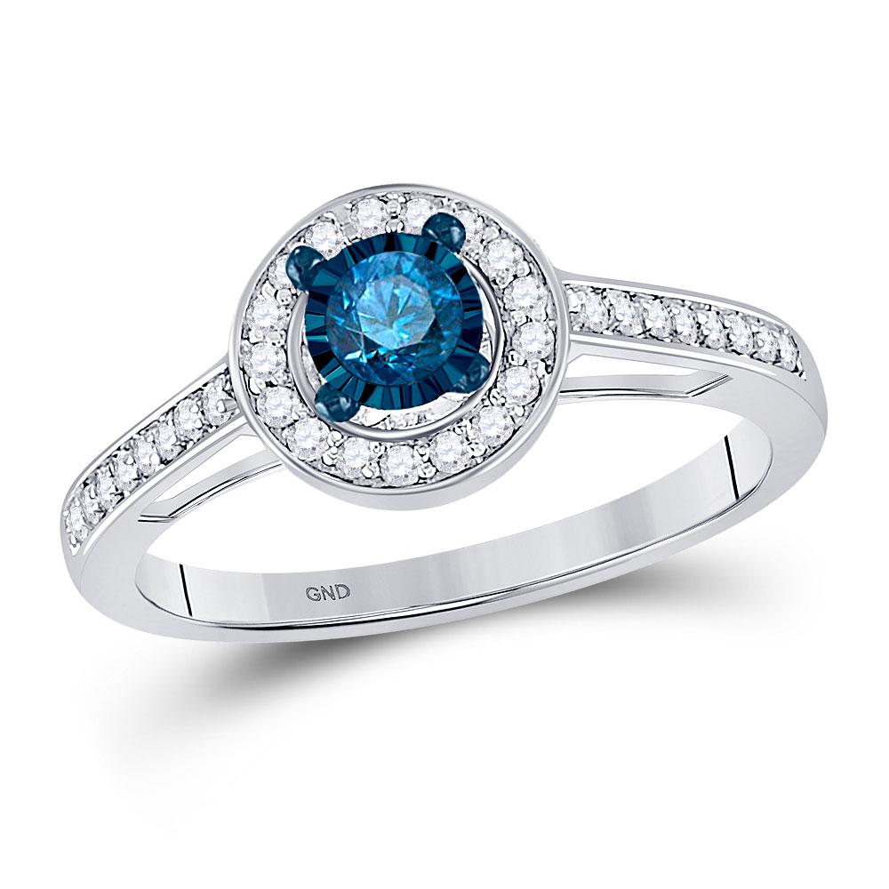 10kt White Gold Womens Round Blue Color Enhanced: 10kt White Gold Womens Round Blue Color Enhanced Diamond Solitaire Bridal Wedding Ring 3/8 Cttw Manufacturer's Suggested Retail Price: $1350.00 Manufacturer Model: GND-79190 Descript