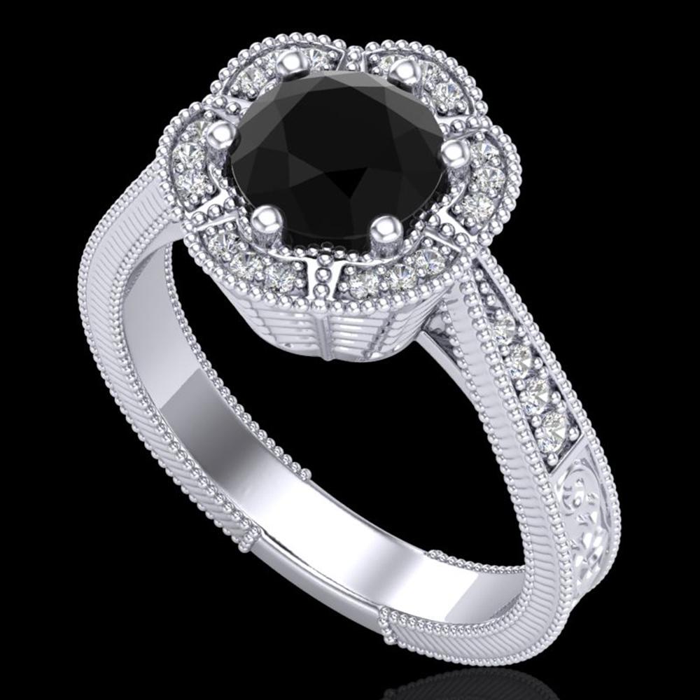 1.33 ctw Fancy Black Diamond Engagment Art Deco Ring: SKU: 37954 ---- 1.33 ctw Fancy Black Diamond Engagment Art Deco Ring 18k White Gold Designer Brand Luxury Jewelry, made in the USA Suggested Retail Price: $5,400 Factory offers perfect factory sizing,