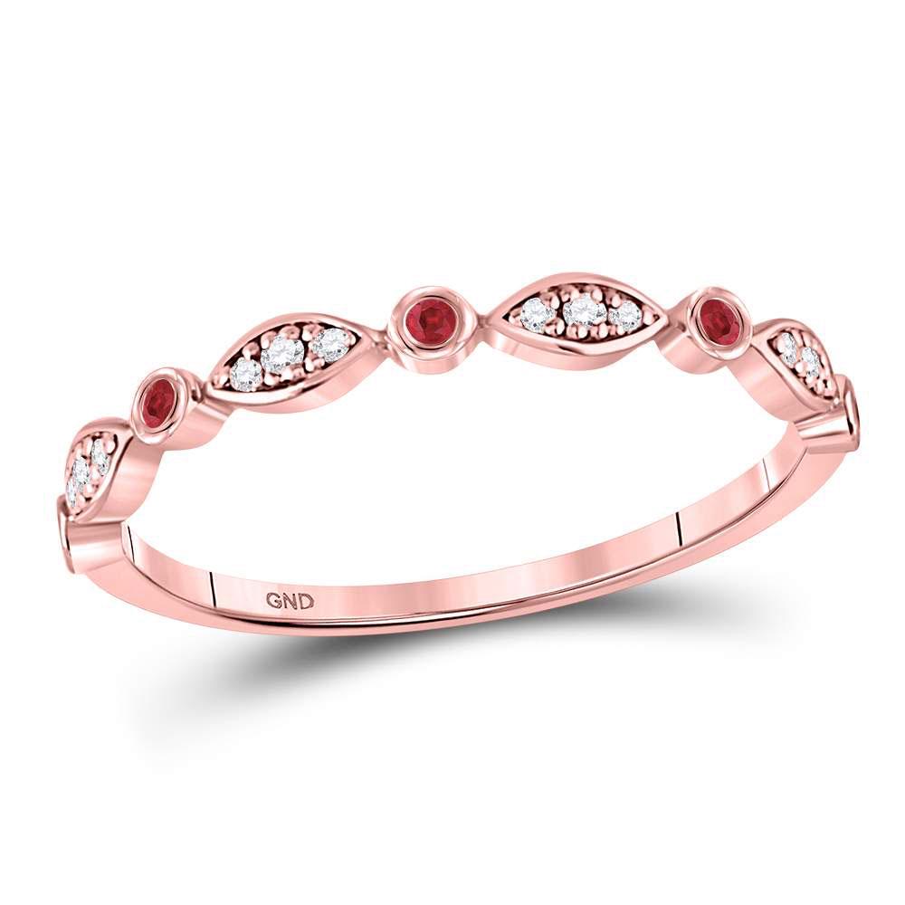 10kt Rose Gold Womens Round Ruby Oval Dot Stackable: 10kt Rose Gold Womens Round Ruby Oval Dot Stackable Band Ring 1/10 Cttw Manufacturer's Suggested Retail Price: $650.00 Manufacturer Model: GND-127875 Description