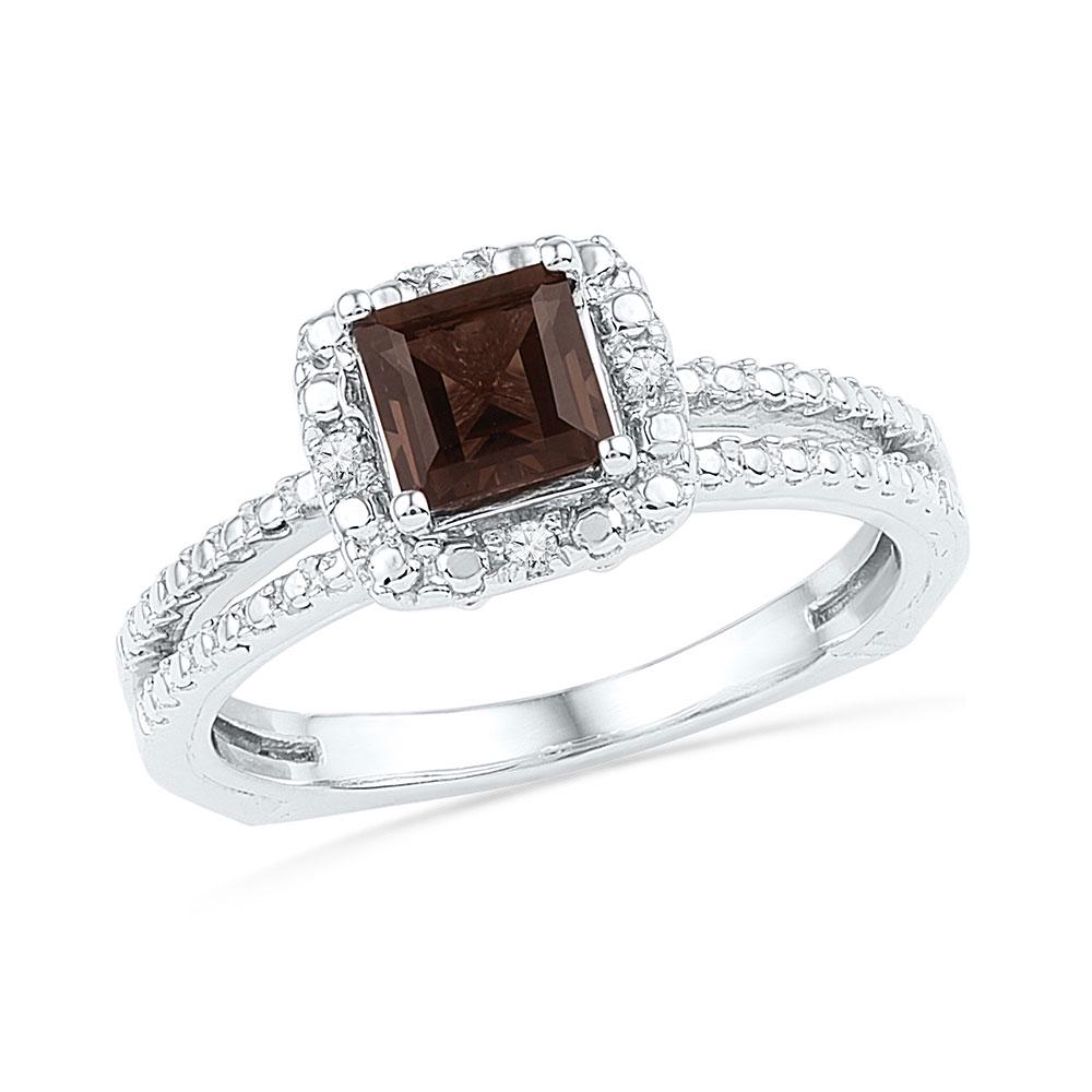 Sterling Silver Womens Princess Lab-Created Smoky: Sterling Silver Womens Princess Lab-Created Smoky Quartz Solitaire Ring 3/4 Cttw Manufacturer's Suggested Retail Price: $210.00 Manufacturer Model: GND-101217 Description
