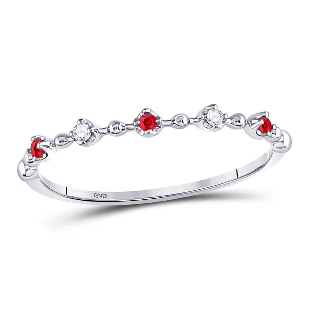 10kt White Gold Womens Round Ruby Diamond Beaded: 10kt White Gold Womens Round Ruby Diamond Beaded Stackable Band Ring 1/20 Cttw Manufacturer's Suggested Retail Price: $440.00 Manufacturer Model: GND-127778 Description